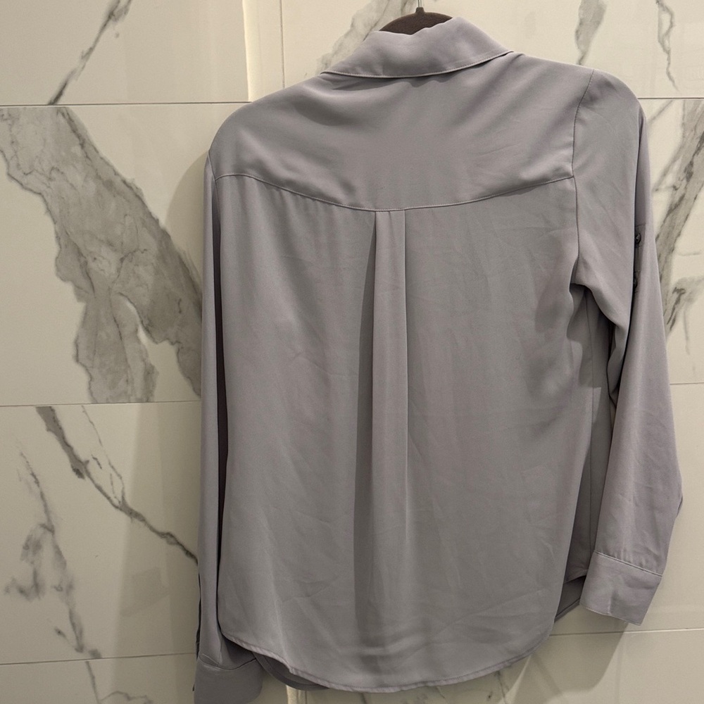 Express Light Gray Women's Button Down Shirt - Picture 3 of 4